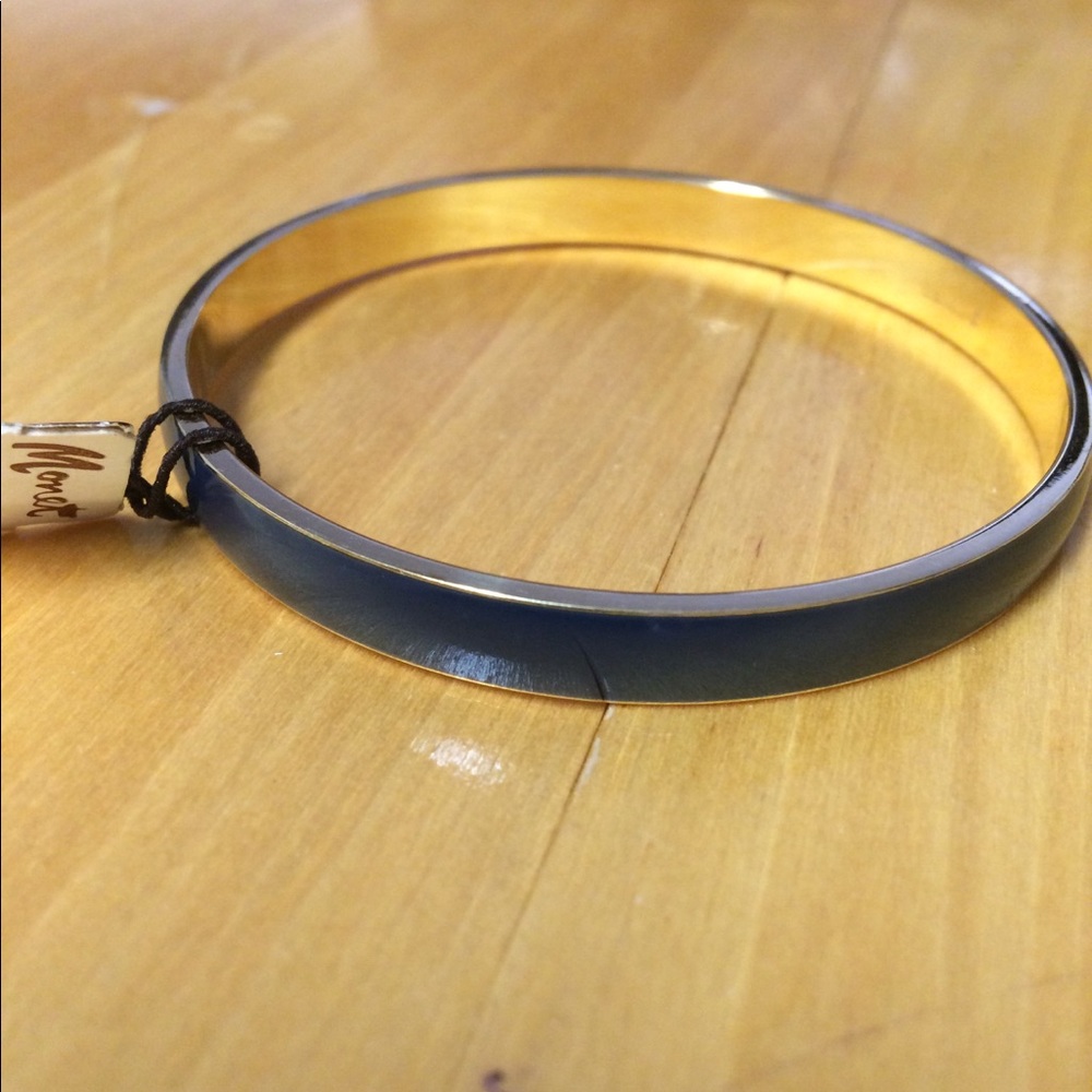 Navy blue/gold bangle bracelet.  Made by Monet